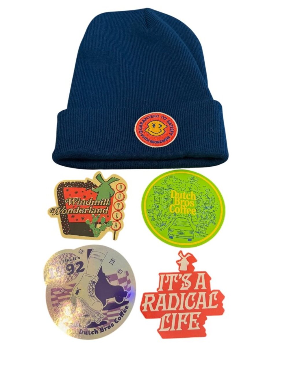 Dutch Bros Lot- beanie and 4 new stickers